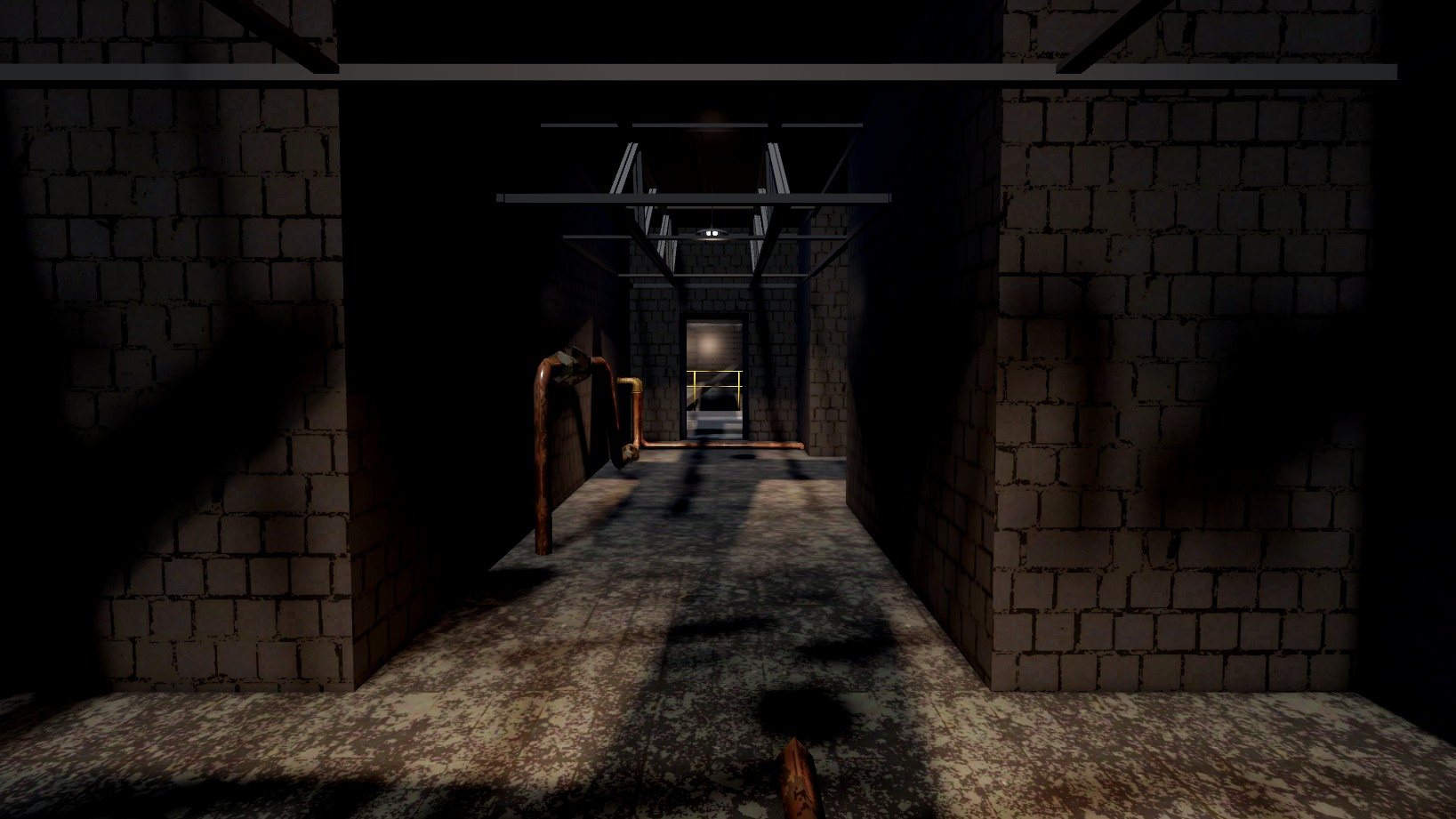A dark room in the horror game lit by the first light source.